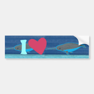 Autocollant De Voiture J'aime Narwhals