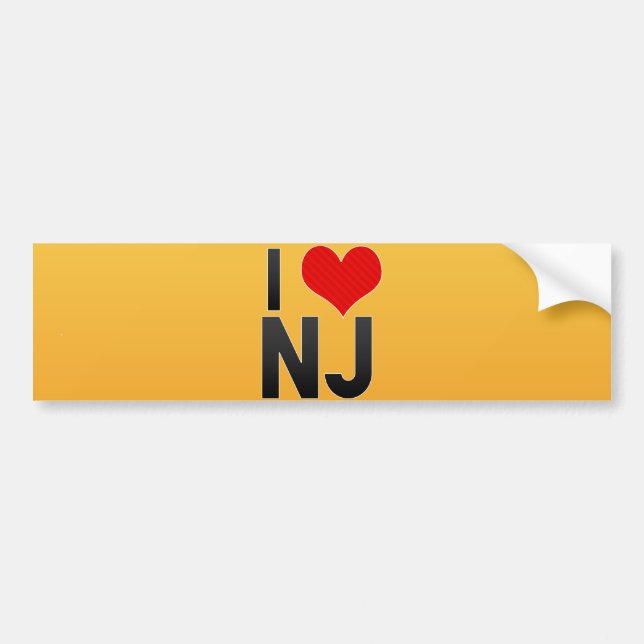 Autocollant De Voiture J'aime NJ (Devant)