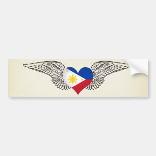 Autocollant De Voiture J'aime Philippines - ailes