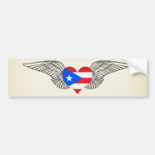 Autocollant De Voiture J'aime Porto Rico - ailes