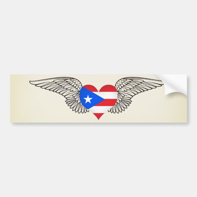 Autocollant De Voiture J'aime Porto Rico - ailes (Devant)
