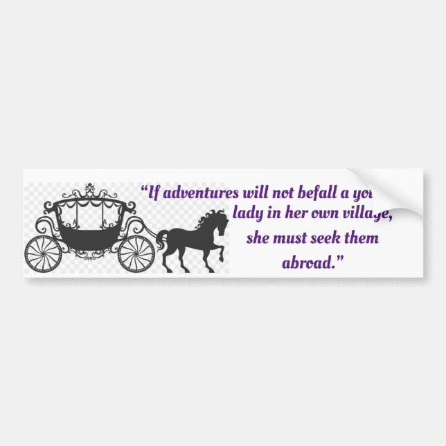 Autocollant De Voiture Jane Austen cite l'aventure (Devant)
