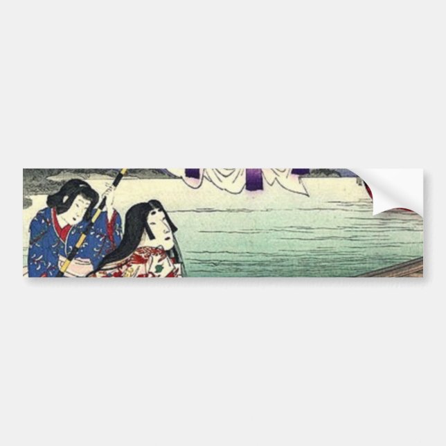 Autocollant De Voiture japonais ukiyo-e paysage kimono geisha (Devant)