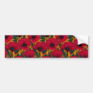 Autocollant De Voiture Jardin aux coquelicots rouges