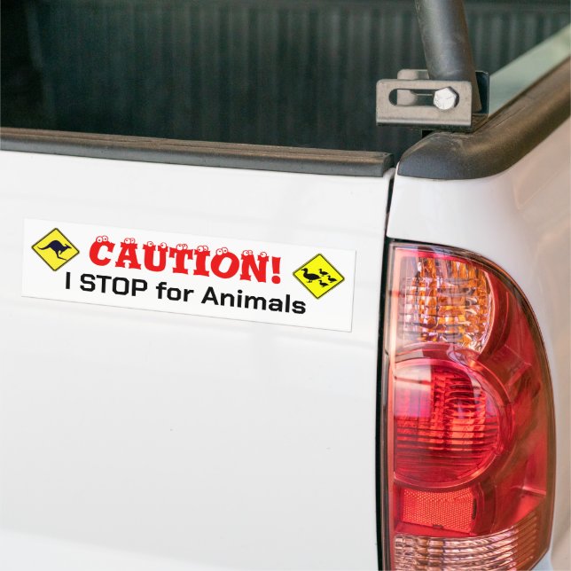 Autocollant De Voiture J'ARRÊTE pour les animaux Sticker pare-chocs (Sur camion)