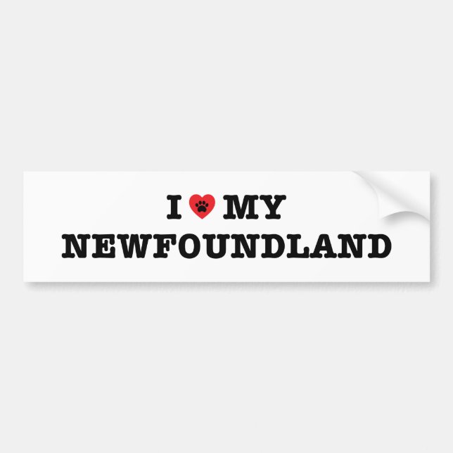 Autocollant De Voiture J'Coeur Mon Sticker À Bumper Terre-Neuve (Devant)