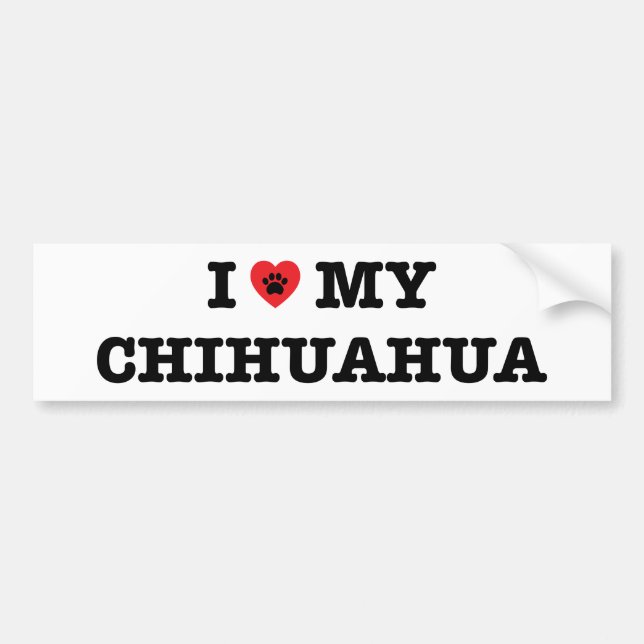 Autocollant De Voiture J'Coeur Mon Sticker Chihuahua (Devant)