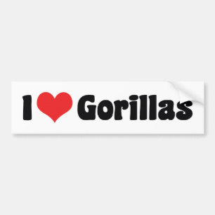 Autocollant De Voiture Je adore les gorilles au cœur - Amoureux des goril