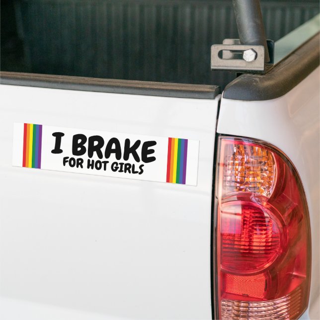Autocollant De Voiture Je Braque Pour Les Filles Chaudes Rainbow Pride Ga (Sur camion)