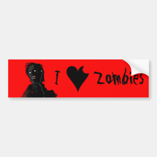Autocollant De Voiture Je Coeur Zombies