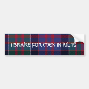 Autocollant De Voiture Je freine les hommes en kilts- clan ranald tartan