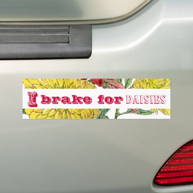 Autocollant De Voiture Je freine pour Daisies (En voiture)