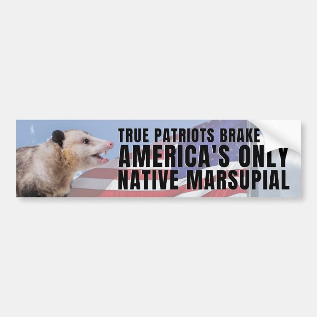 Autocollant De Voiture Je freine pour le seul marsupial natif d'Amérique (Devant)
