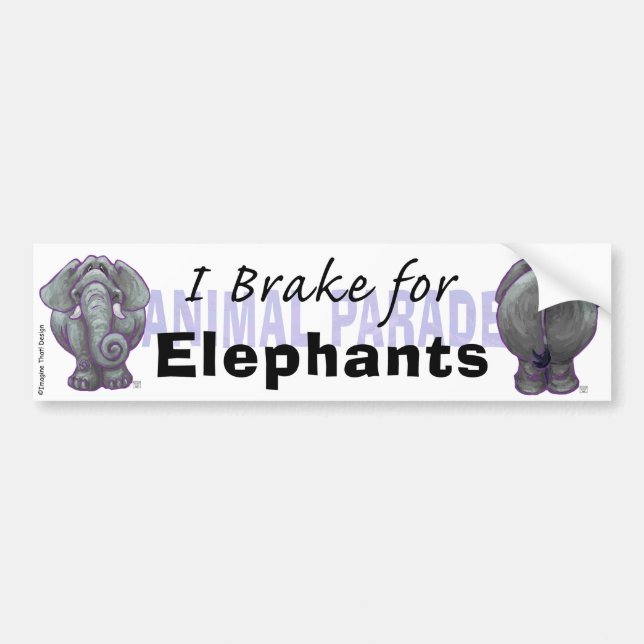 Autocollant De Voiture Je freine pour les éléphants (Devant)