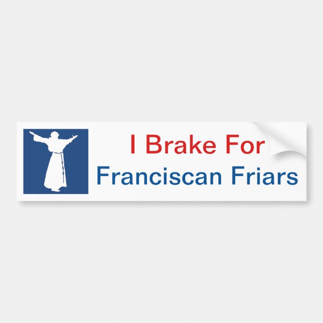 Autocollant De Voiture Je freine pour les moines franciscains (Devant)
