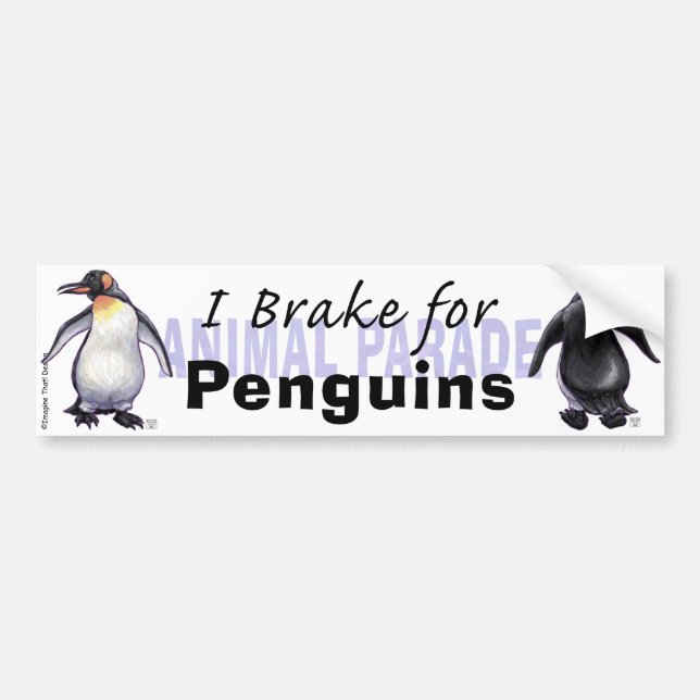 Autocollant De Voiture Je freine pour les pingouins (Devant)