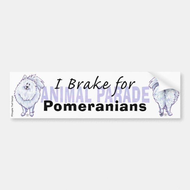 Autocollant De Voiture Je freine pour les Poméraniens (Devant)