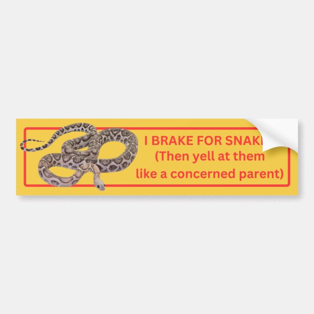 Autocollant De Voiture Je freine pour les serpents (Devant)