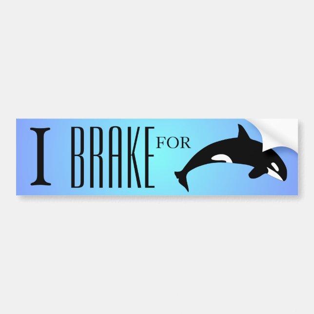Autocollant De Voiture Je freine pour Orca Killer Whale Silhouette Blue (Devant)