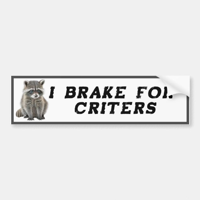 Autocollant De Voiture Je freins pour Critters Raccoon (Devant)