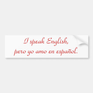 Autocollant De Voiture Je parle anglais, en español. d'AMO de yo de pero