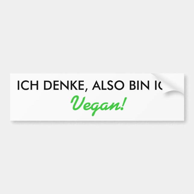 Autocollant De Voiture JE PENSE DONC JE SUIS MOI, Vegan. (Devant)