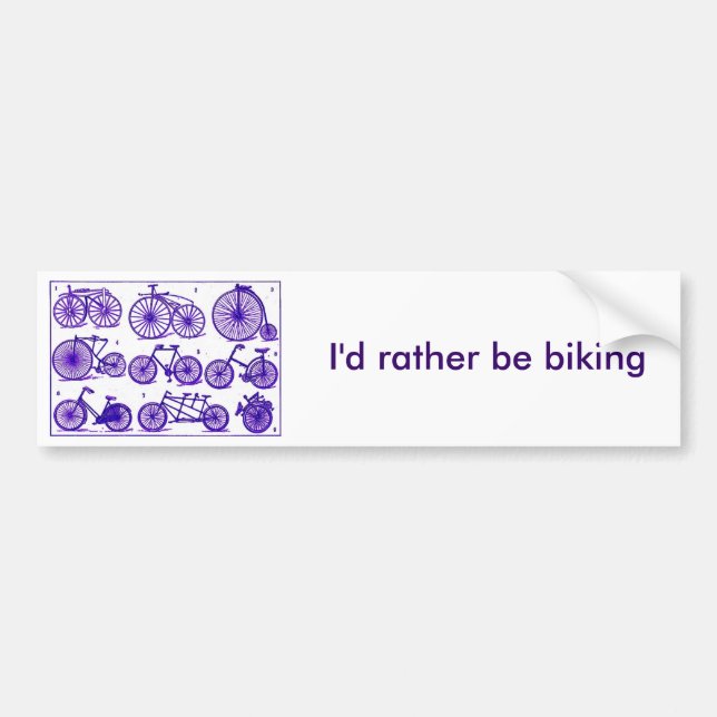 Autocollant De Voiture Je préférerais faire du vélo (Devant)