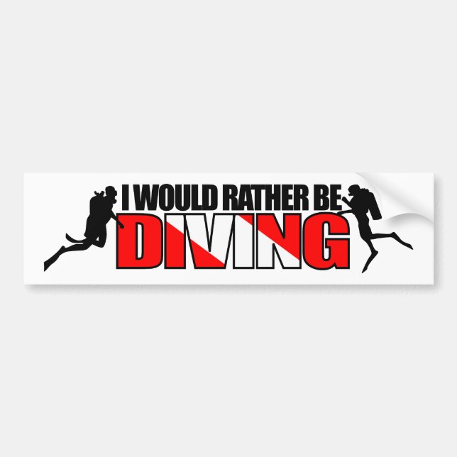 Autocollant De Voiture Je Préférerais Plonger Bumpersticker (Devant)