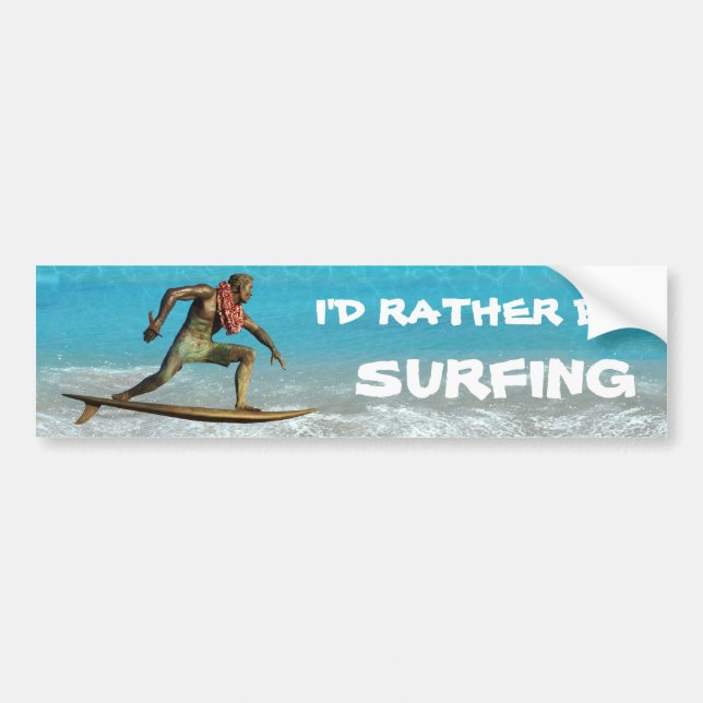 Autocollant De Voiture Je préférerais surfer (Devant)