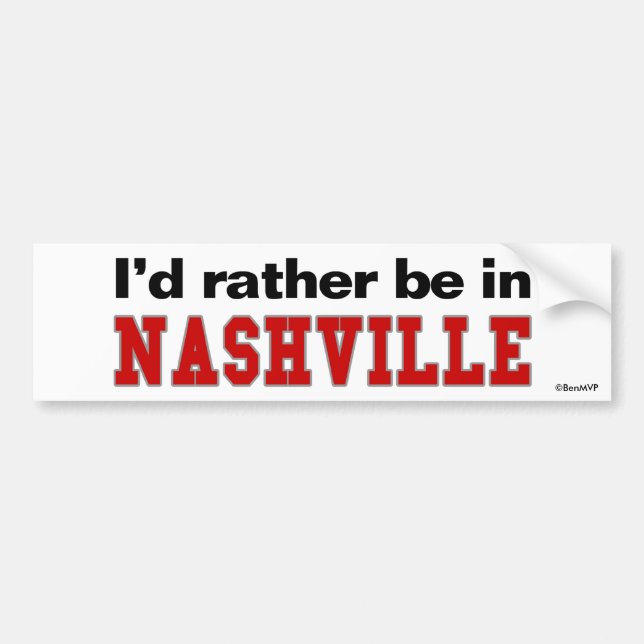 Autocollant De Voiture Je serais plutôt à Nashville (Devant)