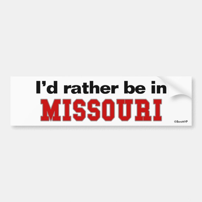 Autocollant De Voiture Je serais plutôt au Missouri (Devant)