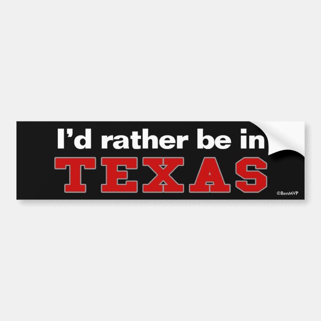 Autocollant De Voiture Je serais plutôt dans le Texas (Devant)
