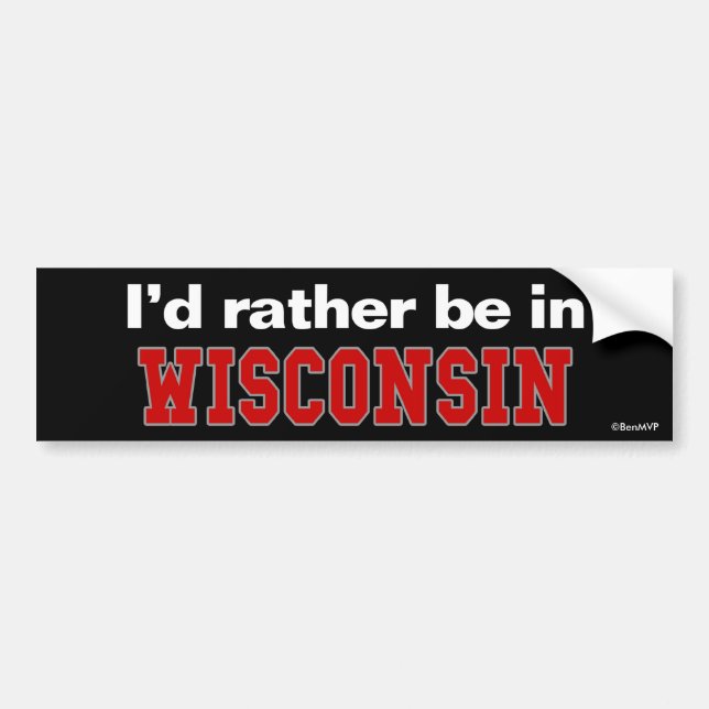 Autocollant De Voiture Je serais plutôt dans le Wisconsin (Devant)