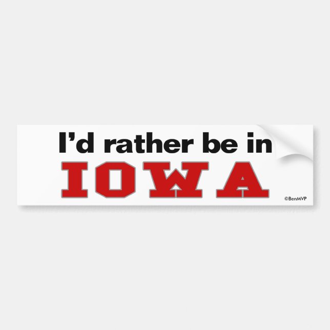 Autocollant De Voiture Je serais plutôt en Iowa (Devant)