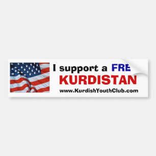 Autocollant De Voiture Je soutiens le Kurdistan libre Etats-Unis