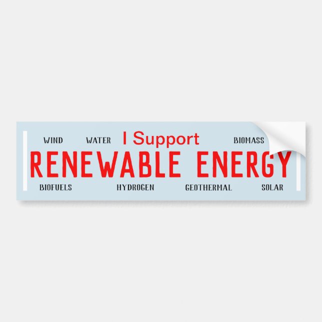 Autocollant De Voiture Je soutiens les énergies renouvelables (Devant)