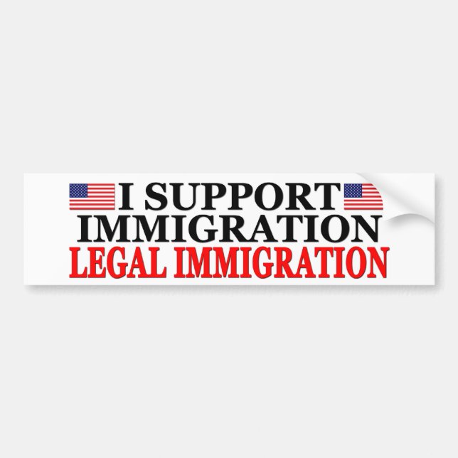 Autocollant De Voiture Je soutiens l'immigration juridique (Devant)