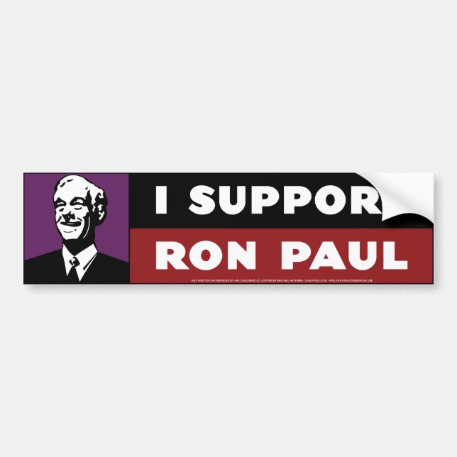 Autocollant De Voiture Je soutiens Ron Paul - pourpre (Devant)