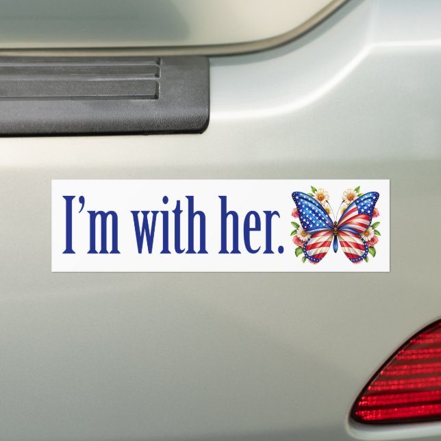 Autocollant De Voiture Je suis avec son mignon papillon Kamala Harris (En voiture)