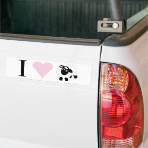 Autocollant De Voiture Je t'aime mignon mouton de dessin