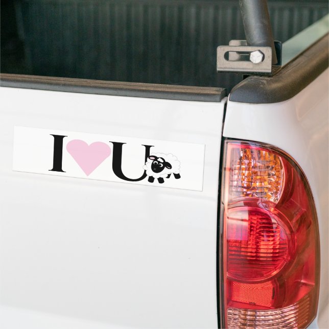 Autocollant De Voiture Je t'aime mignon mouton de dessin (Sur camion)