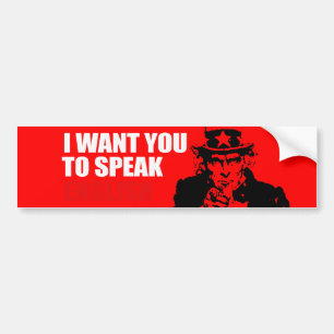 Autocollant De Voiture JE VEUX que VOUS PARLIEZ anglais Bumpersticker