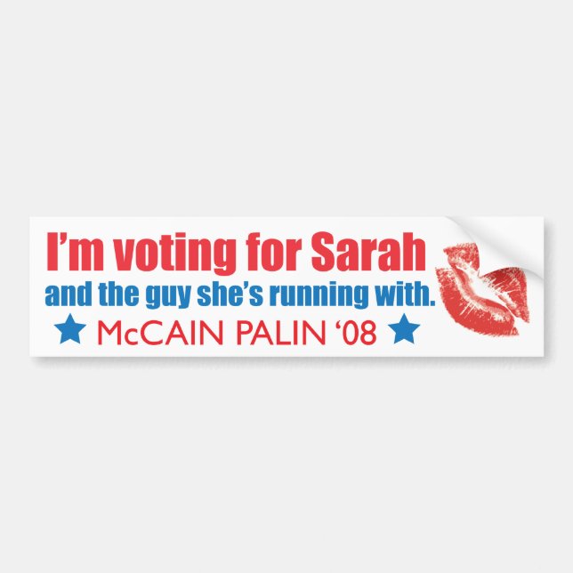 Autocollant De Voiture Je vote pour l'autocollant de Sarah (Devant)