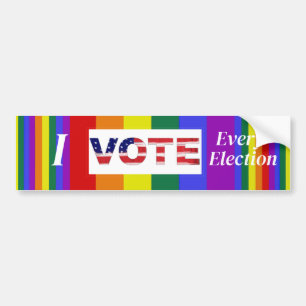 Autocollant De Voiture Je VOTE Toutes Les Couleurs De Fierté Électorale