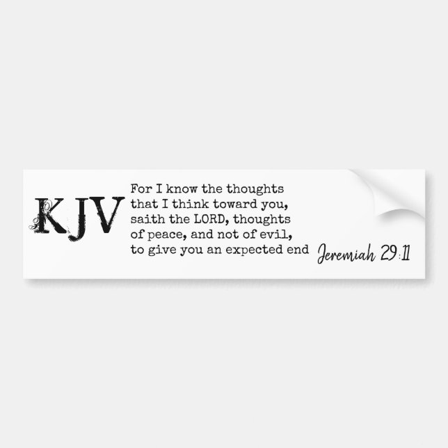 Autocollant De Voiture Jérémie 29:11 Citation Bible KJV - Peut Être Custo (Devant)