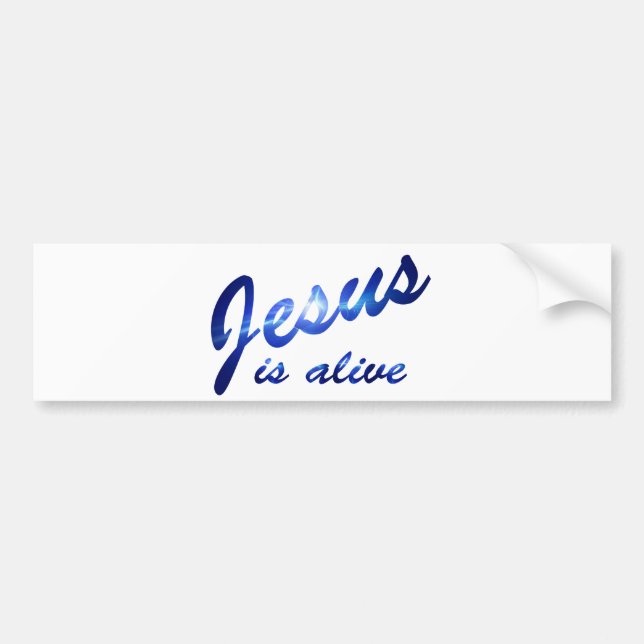 Autocollant De Voiture Jésus est électrique vivant de Bleu (Devant)