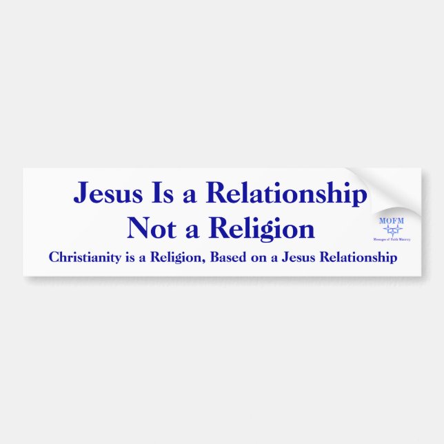 Autocollant De Voiture Jésus est un RelationshipNot par religion… (Devant)