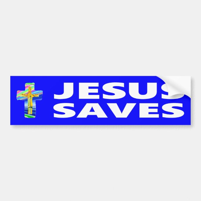 Autocollant De Voiture Jésus Sauve Avec La Croix Chrétienne (Devant)