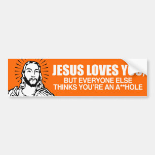 AUTOCOLLANT DE VOITURE JÉSUS VOUS AIME MAIS - .PNG