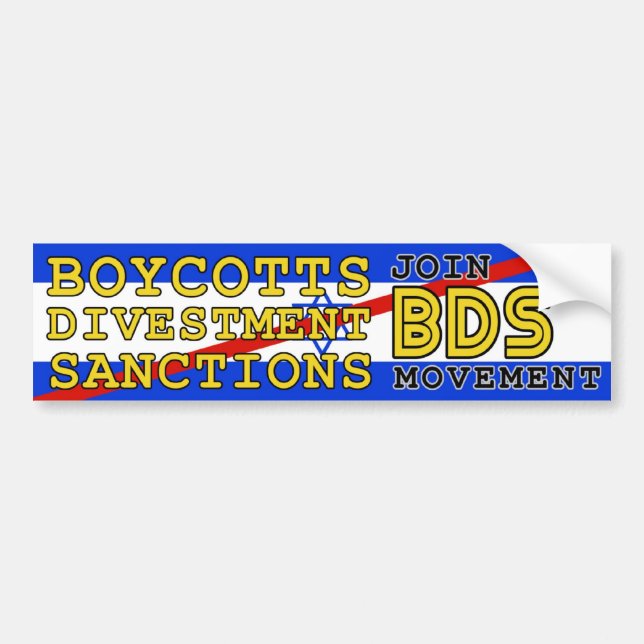 Autocollant De Voiture Joignez-vous au mouvement BDS boycottez Israël (Devant)